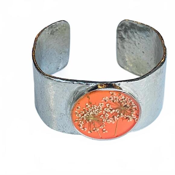 Jewelry - Shari Dixon Pressed Flower Orange Cuff Bracelet